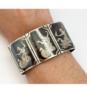 Siam Sterling Multi Figure (Nang Fa, Mekkala Dancing Angel) 925 Vintage Bracelet